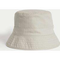 M&S Pure Cotton Herringbone Bucket Hat Stone