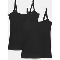 M&S 2 Pack Cotton Rich Secret Support Vests F+ Black