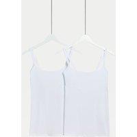 M&S 2 Pack Cotton Rich Secret Support Vests F+ White