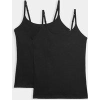 M&S 2 Pack Cotton Rich Secret Support Vests Black