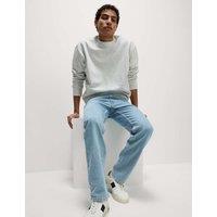 M&S Straight Fit Pure Cotton Jeans Light Blue Mix