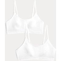 M&S 2 Pack Cotton First Bra Crop Tops White