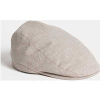 Linen Cotton Checked Flatcap