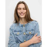 Denim Collarless Short Jacket