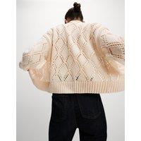Cotton Blend Open Stitch Cropped Cardigan