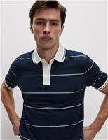 Pure Cotton Pique Striped Polo Shirt