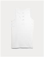 M&S 3 Pack Cotton Stretch Cool & Fresh Vests White