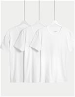 M&S 3 Pack Cotton Rich Cool & Fresh Crew Neck Stretch Vests White