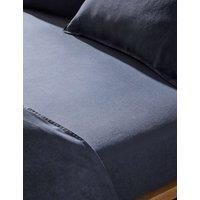 M&S Pure Linen Deep Fitted Sheet Navy