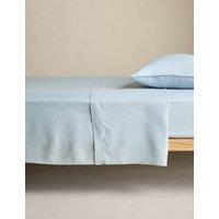 M&S Pure Linen Flat Sheet Chambray
