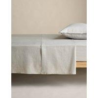 M&S Pure Linen Flat Sheet Silver Grey