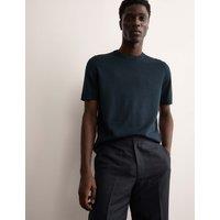 Merino Wool Rich Knitted T-Shirt with Silk