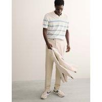Merino Wool with Silk Striped Knitted Polo Shirt