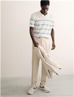 Merino Wool with Silk Striped Knitted Polo Shirt