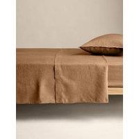 M&S Pure Linen Flat Sheet Camel
