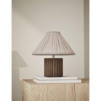 Wood Ribbed Round Table Lamp