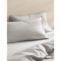 M&S 2 Pack Pure Linen Standard Pillowcases Silver Grey