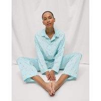 M&S Cotton Sateen Eid Printed Pyjama Set Light Green