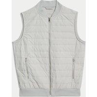 Autograph Cotton Rich Zip Up Quilted Gilet with Stormwear Grey Marl