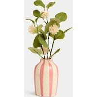 Artificial Pom Pom Flower in Ceramic Vase