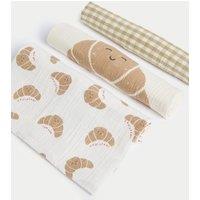 3pk Pure Cotton Croissant Muslins