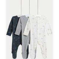 3pk Pure Cotton Sleepsuits (0-3 Yrs)