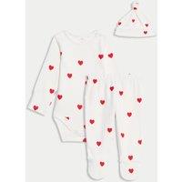 3pc Pure Cotton Heart Outfit (7lbs-12 Mths)