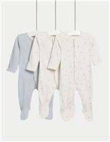3pk Pure Cotton Dog Popper Footed Sleepsuits (0-3 Yrs)