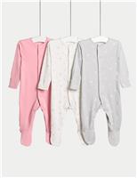 3pk Pure Cotton Sleepsuits (5lbs-3 Yrs)