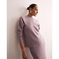 Pure Merino Wool Ribbed Funnel Neck Jumper