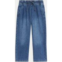 M&S Denim Wide Leg Elasticated Waist Jeans (2-8 Yrs) Dark Denim