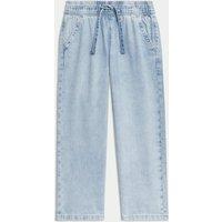 M&S Denim Wide Leg Elasticated Waist Jeans (2-8 Yrs) Light Denim
