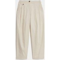 Cotton Rich Wide Leg Trousers with Linen