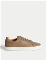 Autograph Leather Lace-Up Trainers Taupe