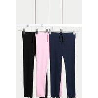 3pk Cotton Rich Ribbed Leggings (2-8 Yrs)