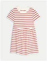 M&S Pure Cotton Striped Dress (1-8 Yrs) Red