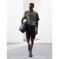 Pure Linen Herringbone Cuban Collar Shirt