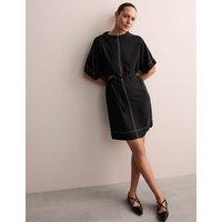 Crepe Tie Waist Mini Shift Dress