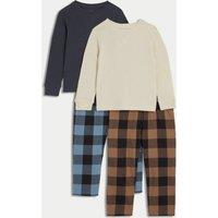 2pk Cotton Blend Checked Pyjama Sets (1-15 Yrs)