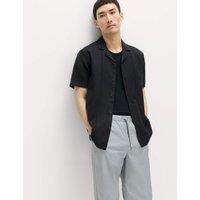 M&S Short Sleeve Linen Blend Shirt Black Mix