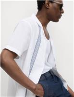 Cotton Linen Blend Embroidered Shirt