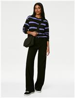 M&S Cotton Rich Striped Sweatshirt Dark Green Mix