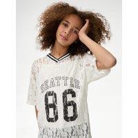 Cotton Blend Lace Print Top (6-16 Yrs)