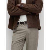 Tailored Fit Puppytooth Flat Front Trousers