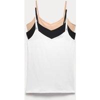M&S 3pk Cotton Rich Strappy Vests Rose Quartz
