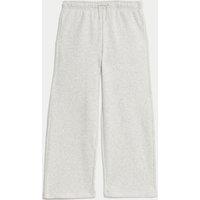 M&S Wide Leg Cotton Rich Joggers (2-16 Yrs) Grey Marl