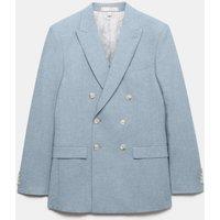 M&S Slim Fit Double Breasted Suit Jacket Chambray