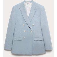 M&S Slim Fit Double Breasted Suit Jacket Chambray