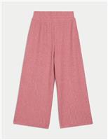 M&S Ribbed Wide Leg Trousers (2-8 Yrs) Grey