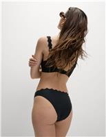 Neoprene Scallop High Leg Bikini Bottoms